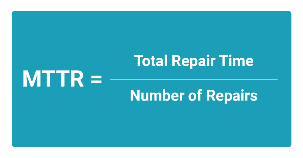 Total Repair Time / Number of Repairs = MTTR